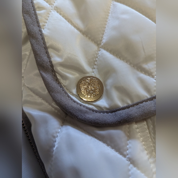 Vince Camuto White & Suede Puffer Jacket s: L - Picture 2 of 13